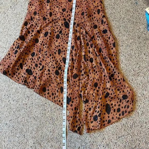 Forever 21 Leopard Print Asymmetrical Ruffle Silky Skirt Size S Fairy - Picture 3 of 6